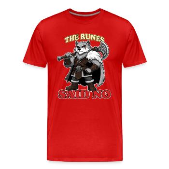Les runes disaient pas de mascotte viking loup nordique drôle - T-shirt bio Premium Homme - rouge - Devant - Damien (186cm)