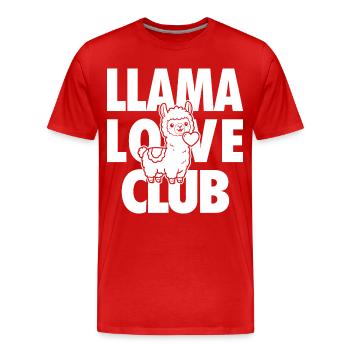 Llama Love Club – Lama au cœur - T-shirt bio Premium Homme - rouge - Devant - Damien (186cm)