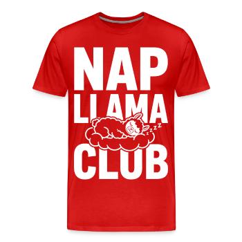 Nap Llama Club – Sleeping Llama - T-shirt bio Premium Homme - rouge - Devant - Damien (186cm)