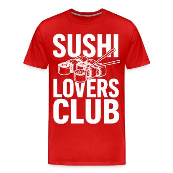 Club des amateurs de sushi avec des baguettes - T-shirt bio Premium Homme - rouge - Devant - Damien (186cm)