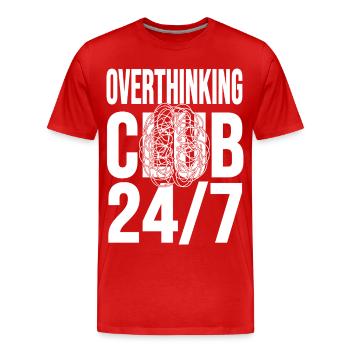 Club de la surpensée 24h/24 et 7j/7 du chaos mental - T-shirt bio Premium Homme - rouge - Devant - Damien (186cm)