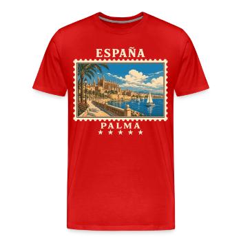 Spanien Palma de Mallorca Vintage Reisemarke - Männer Premium Bio T-Shirt - Rot - Vorne - Damien (186cm)