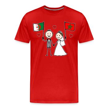 Hochzeitspaar Algerien Marokko Flagge - Männer Premium Bio T-Shirt - Rot - Vorne - Damien (186cm)
