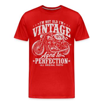 Cadeau d’anniversaire de moto vintage vintage 1976 - T-shirt bio Premium Homme - rouge - Devant - Damien (186cm)