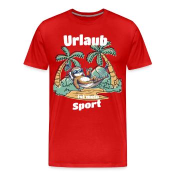 Urlaub ist mein Sport Faultier T-Shirt Sommer - Männer Premium Bio T-Shirt - Rot - Vorne - Damien (186cm)
