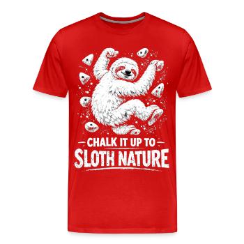 Bloc paresseux – Conception du Chalk It Up - T-shirt bio Premium Homme - rouge - Devant - Damien (186cm)