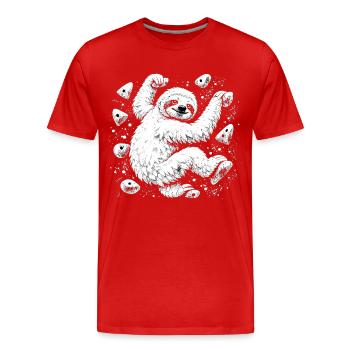 Bloc paresseux – Plein de craie - T-shirt bio Premium Homme - rouge - Devant - Damien (186cm)
