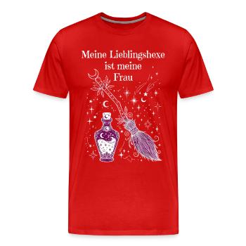 Lieblingshexe Zaubertrank Hexenbesen - Männer Premium Bio T-Shirt - Rot - Vorne - Damien (186cm)