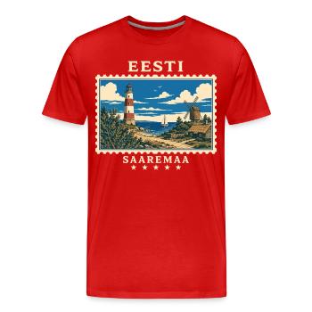 Estland Saaremaa Vintage Reisemarke - Männer Premium Bio T-Shirt - Rot - Vorne - Damien (186cm)