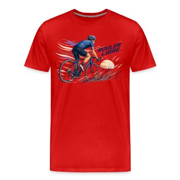 Rouler Libre: Cycliste en Flux - T-shirt bio Premium Homme - rouge - Devant - Damien (186cm)