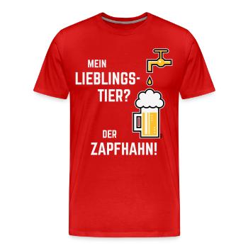 Mein Lieblingstier? Der Zapfhahn! (Bier / 3C) - Männer Premium Bio T-Shirt - Rot - Vorne - Damien (186cm)