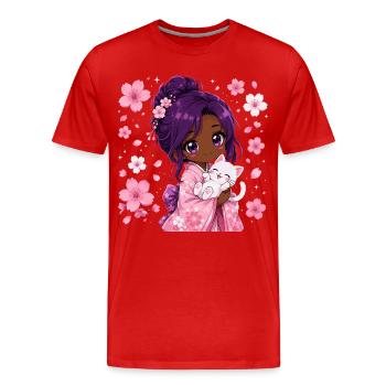 Schwarzes Mädchen Japanische - Männer Premium Bio T-Shirt - Rot - Vorne - Damien (186cm)
