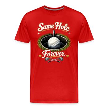 JGA Shirt Golf - Same Hole Forever Bräutigam - Männer Premium Bio T-Shirt - Rot - Vorne - Damien (186cm)