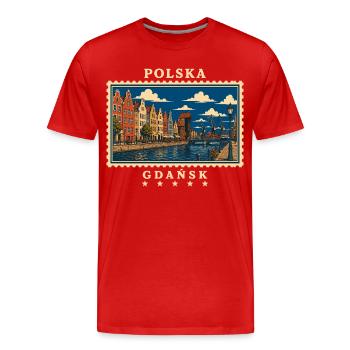 Polen Gdańsk Vintage Reisemarke - Männer Premium Bio T-Shirt - Rot - Vorne - Damien (186cm)