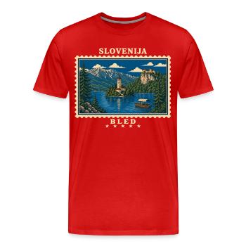 Slowenien Bled Vintage Reisemarke - Männer Premium Bio T-Shirt - Rot - Vorne - Damien (186cm)