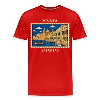 Malta Valletta Vintage Travel Brand - Men's Premium Organic T-Shirt - red - Front - Damien (186cm)