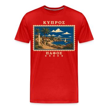 Zypern Paphos Vintage Reisemarke - Männer Premium Bio T-Shirt - Rot - Vorne - Damien (186cm)