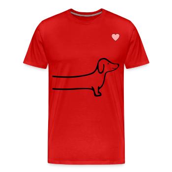 Dackel Herz Hunde - Männer Premium Bio T-Shirt - Rot - Vorne - Damien (186cm)