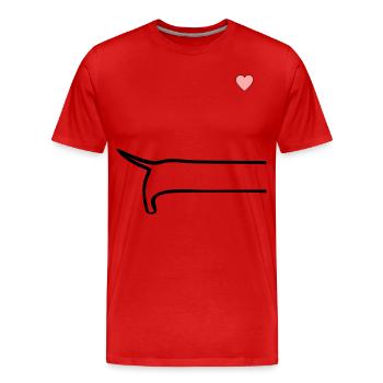 Minimalistisch Hunde Rücken - Männer Premium Bio T-Shirt - Rot - Vorne - Damien (186cm)