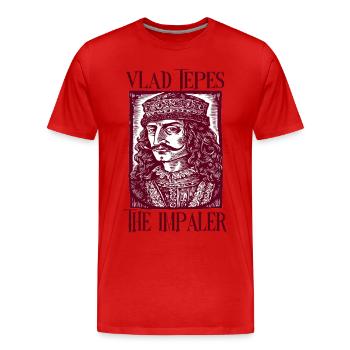 Portrait du Empaleur de Vlad Tepes - T-shirt bio Premium Homme - rouge - Devant - Damien (186cm)