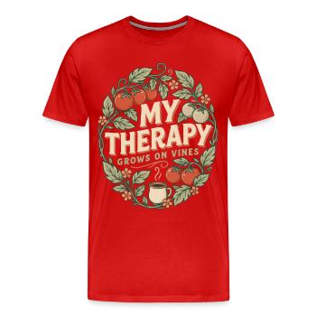 Meine Therapie wächst an Reben - Männer Premium Bio T-Shirt - Rot - Vorne - Damien (186cm)