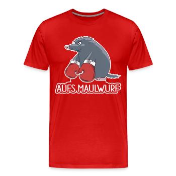 Aufs Maulwurf – Lustiges Cartoon Shirt - Männer Premium Bio T-Shirt - Rot - Vorne - Damien (186cm)