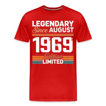 Legendär seit August 1969 Vintage Retro - Männer Premium Bio T-Shirt - Rot - Vorne - Damien (186cm)