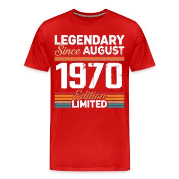 Legendär seit August 1970 Vintage Retro - Männer Premium Bio T-Shirt - Rot - Vorne - Damien (186cm)