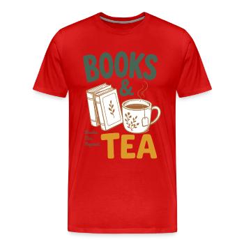 Books And Tea - Books & Tea Fans, Bookworm Reading - Men's Premium Organic T-Shirt - red - Front - Damien (186cm)
