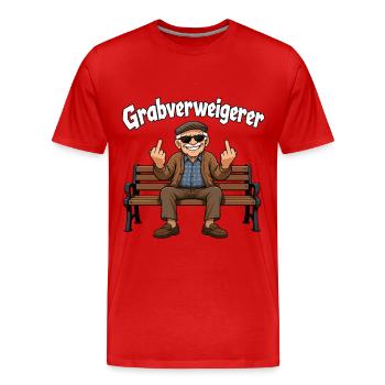 Grabverweigerer Rentner Opa Humor Spruch - Männer Premium Bio T-Shirt - Rot - Vorne - Damien (186cm)