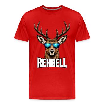 Rehbell Hirsch Sonnenbrille Reh Rebel - Männer Premium Bio T-Shirt - Rot - Vorne - Damien (186cm)