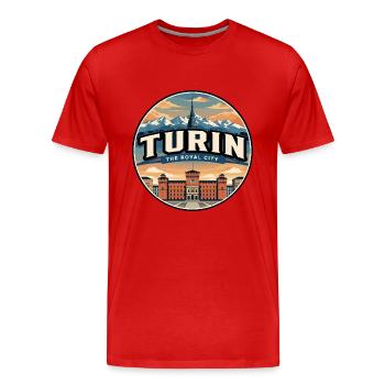 Insigne rétro des Alpes de Turin sur la Piazza Castello - T-shirt bio Premium Homme - rouge - Devant - Damien (186cm)