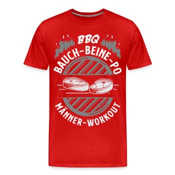 Grillmeister Geschenk Fleisch Wurst & Bier - Männer Premium Bio T-Shirt - Rot - Vorne - Damien (186cm)