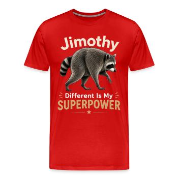 Jimothy Anders est mon super-pouvoir - T-shirt bio Premium Homme - rouge - Devant - Damien (186cm)