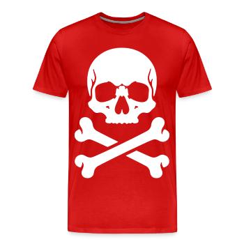 Schädel und Knochen Piraten-Print - Männer Premium Bio T-Shirt - Rot - Vorne - Damien (186cm)