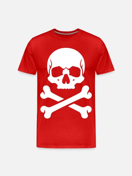 Skull and Bones Pirate Print - Men's Premium Organic T-Shirt - red