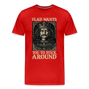 Vlad veut te garder - T-shirt bio Premium Homme - rouge - Devant - Damien (186cm)