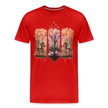 Don nature de la forêt aquarelle Faon - T-shirt bio Premium Homme - rouge - Devant - Damien (186cm)