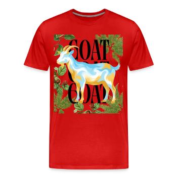 Hommage GOAT Legacy aux couleurs argentines de football - T-shirt bio Premium Homme - rouge - Devant - Damien (186cm)