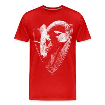 Widderkopf im Wappen - Männer Premium Bio T-Shirt - Rot - Vorne - Damien (186cm)