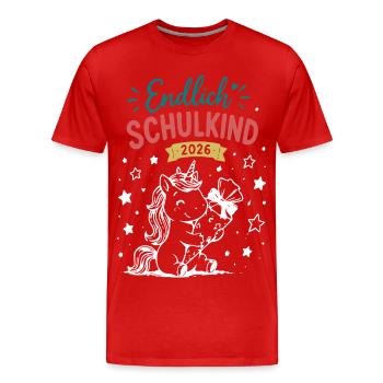 Endlich Schulkind 2026 - Männer Premium Bio T-Shirt - Rot - Vorne - Damien (186cm)