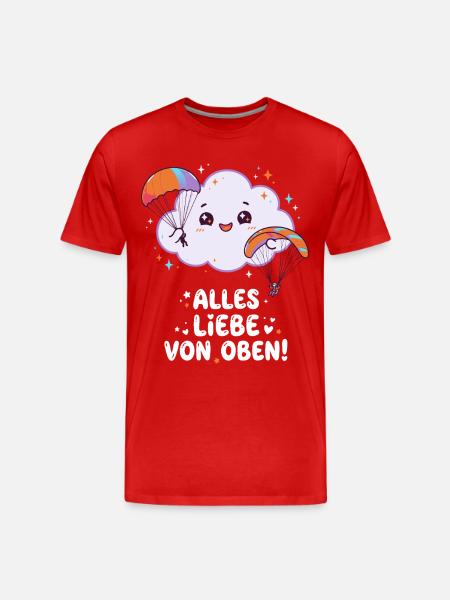 Fallschirmspringen Alles Liebe Von Oben - Männer Premium Bio T-Shirt - Rot