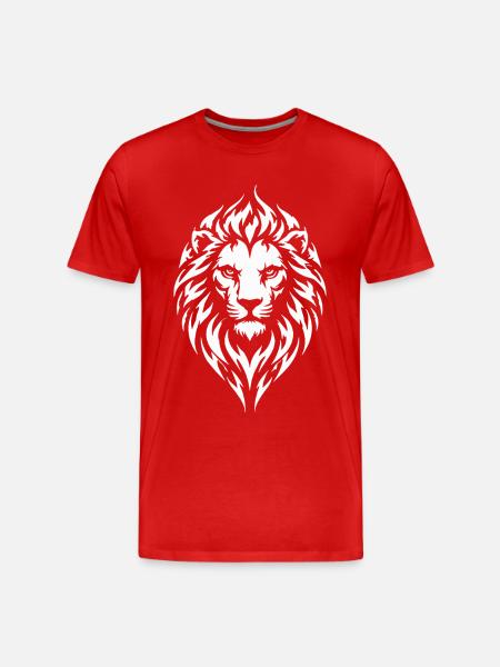 Lion Tribal Tattoo Style - Men's Premium Organic T-Shirt - red