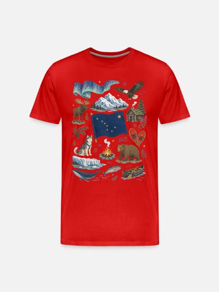 Alaska | Northern Lights, Wilderness & Adventure - Men's Premium Organic T-Shirt - red