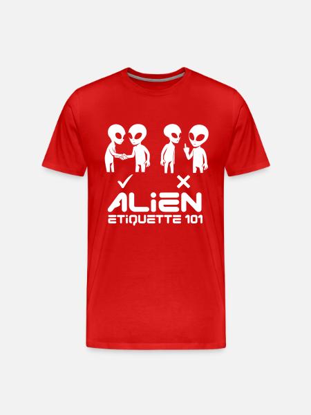 Alien Etqiuette 101 White - Men's Premium Organic T-Shirt - red