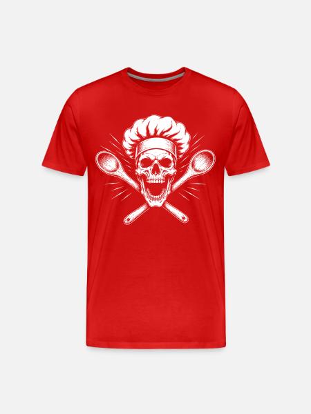 Cooking Skeleton with Spoon Cross - Men's Premium Organic T-Shirt - red