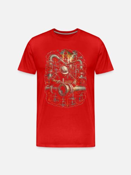 Pipe Layer Pipeline Builder - Men's Premium Organic T-Shirt - red