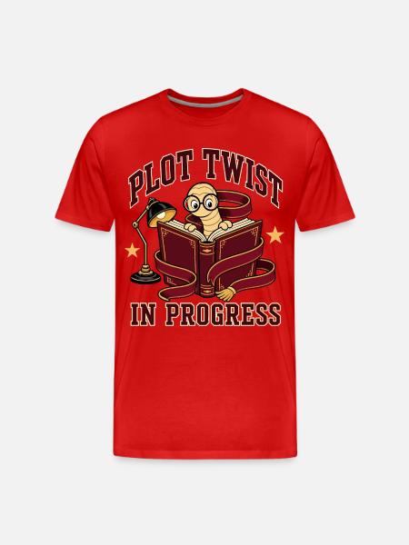 Plot Twist in Progress Bookworm - Men's Premium Organic T-Shirt - red