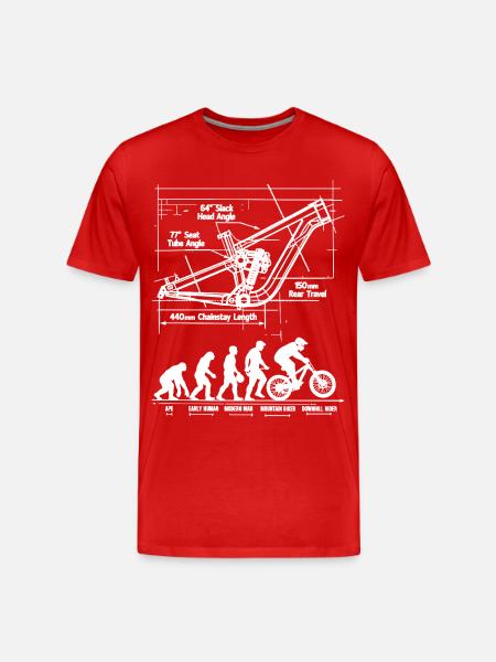 MTB Evolution Blueprint: Full Suspension Frame - Men's Premium Organic T-Shirt - red