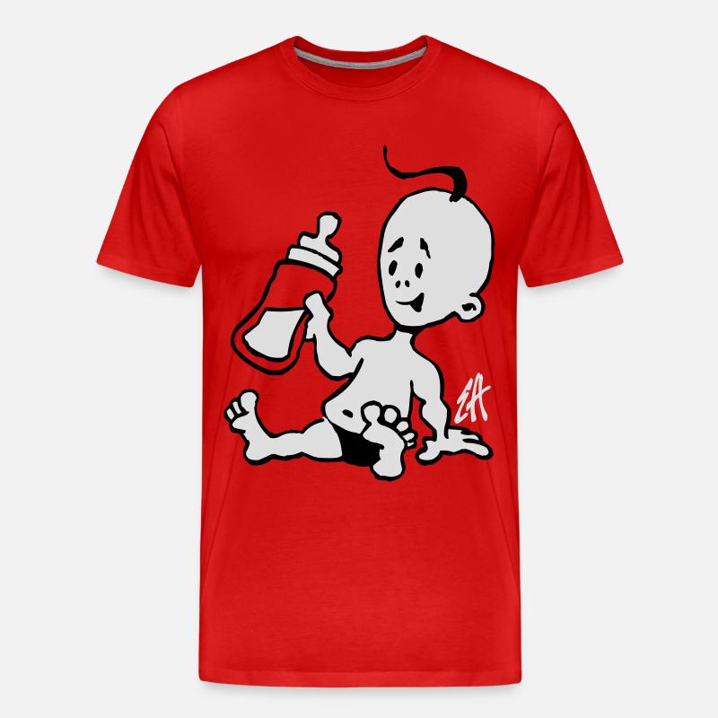 Baby mit einer Milchflasche - Männer Premium Bio T-Shirt - Rot